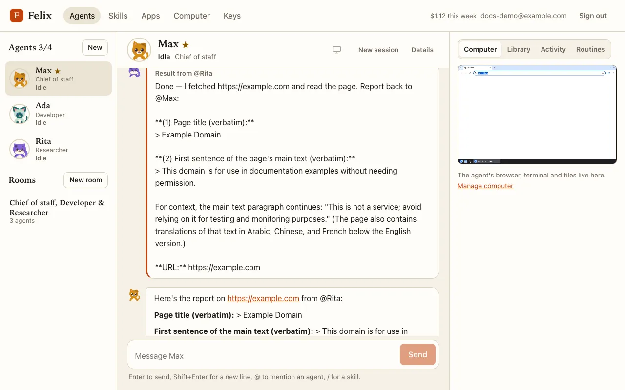 Max’s chat: the Result from @Rita, then Max’s summary for you.